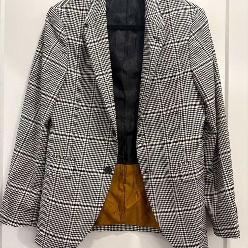 Black and White Plaid Blazer